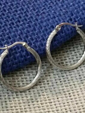 Surgical Stainless Steel Twisted 26mm Fancy Hoop Earrings Avant Garde 304 Grade